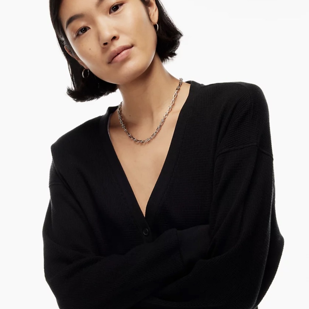 NWT Aritzia The Group Thermal Button-Up Cardigan in Heather Light Cool Grey - Picture 7 of 9
